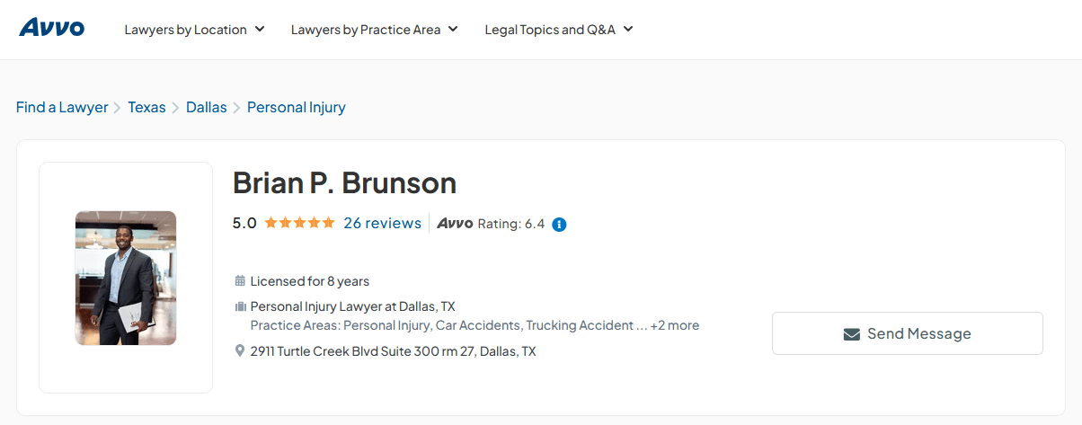 Dallas Personal Injury Attorney Brian Brunson is DBest