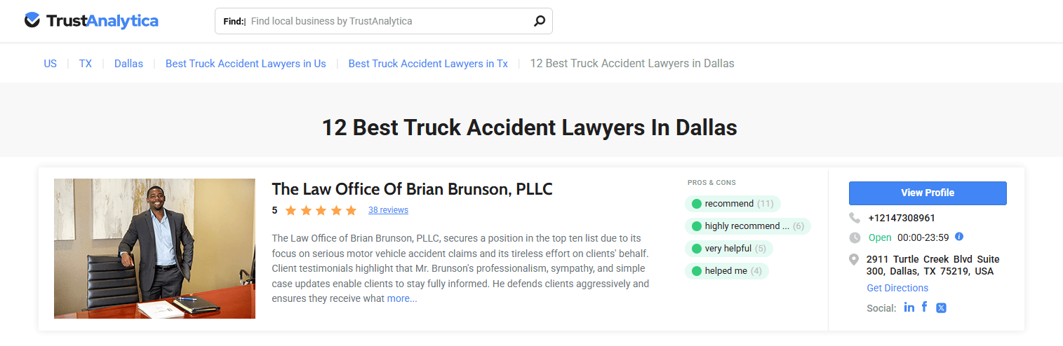 Dallas Personal Injury Attorney Brian Brunson is DBest
